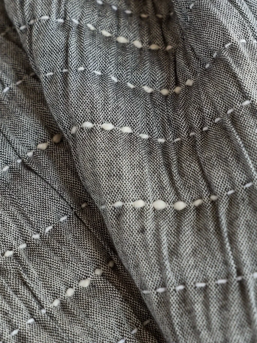 NEW Quince Organic Cotton Channel Stitch Coverlet, Twin (Charcoal)